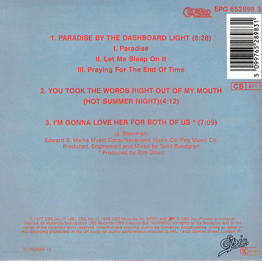 Meat Loaf : Paradise By The Dashboard Light (CD, Mini, Maxi)
