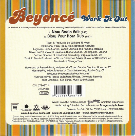 Beyoncé : Work It Out (CD, Single, Car)