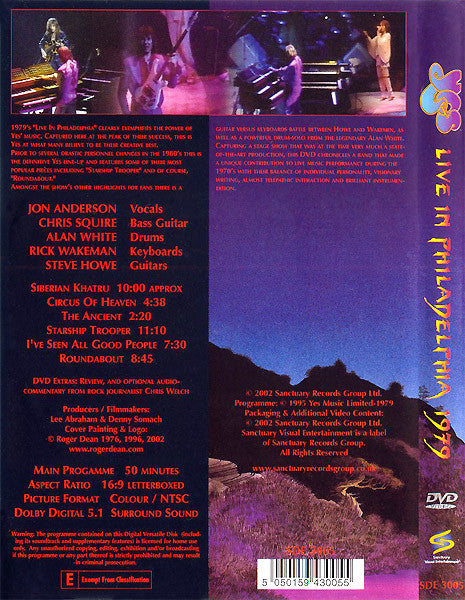 Yes : Live In Philadelphia 1979 (DVD-V, NTSC)