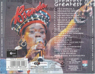 Brenda Fassie : Greatest Hits (CD, Album, Comp)