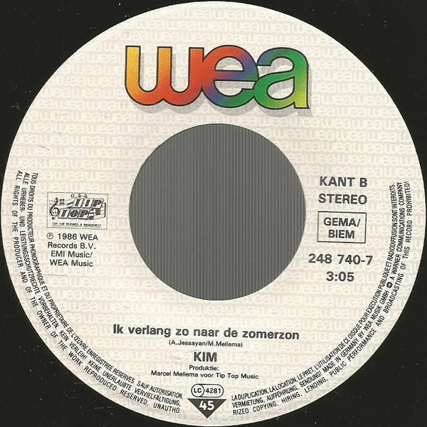 Kim (82) : Ti Amo, Palermo (7", Single)