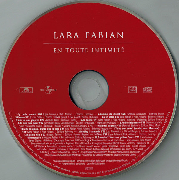 Lara Fabian : En Toute Intimité (CD, Album, RE, Sli)
