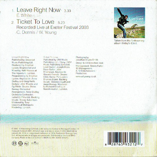 Will Young : Leave Right Now (CD, Single, Car)