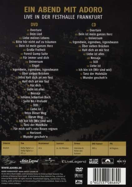 Adoro : Ein Abend Mit Adoro - Live In Der Festhalle Frankfurt (DVD-V, Album, Liv + CD, Album, Liv)