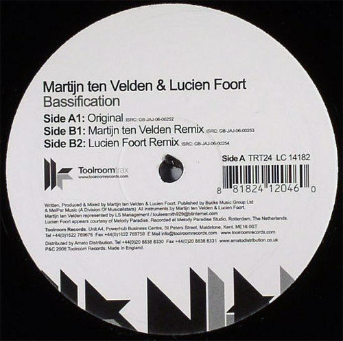 Martijn ten Velden & Lucien Foort : Bassification (12")
