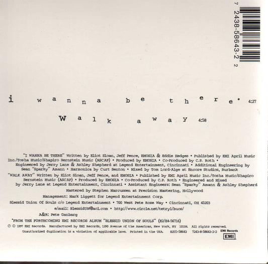 Blessid Union Of Souls : I Wanna Be There (CD, Single, Car)