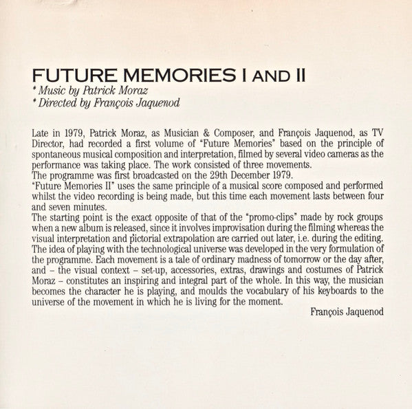 Patrick Moraz : Future Memories I & II (CD, Comp)