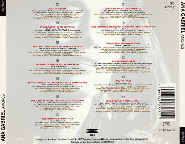 Ana Gabriel : Amores (CD, Comp)