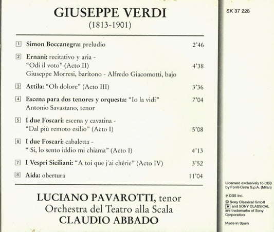 Giuseppe Verdi, Luciano Pavarotti, Claudio Abbado, Orchestra Del Teatro Alla Scala : Pavarotti Premieres (CD, Album)