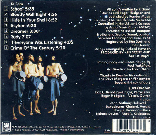 Supertramp : Crime Of The Century (CD, Album, RE, PDO)