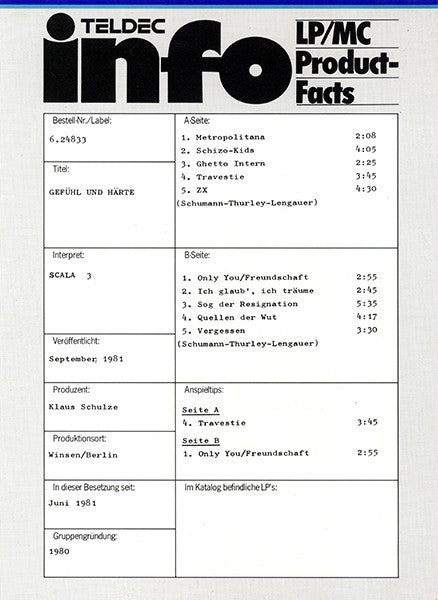 Scala 3 : Gefühl Und Härte (LP, Album)