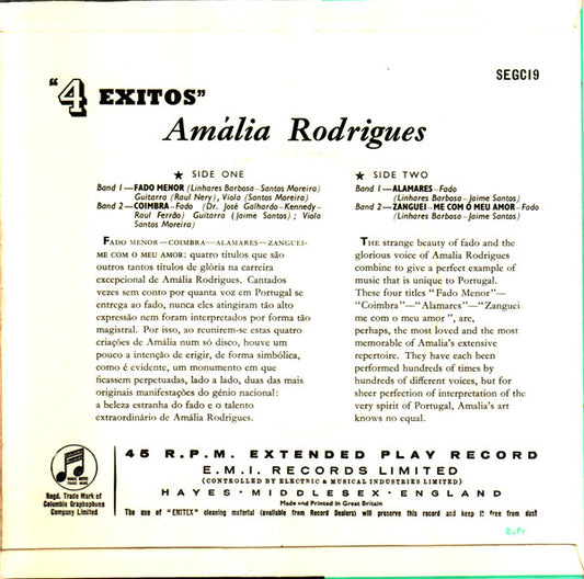 Amália Rodrigues : 4 Exitos (7", EP)