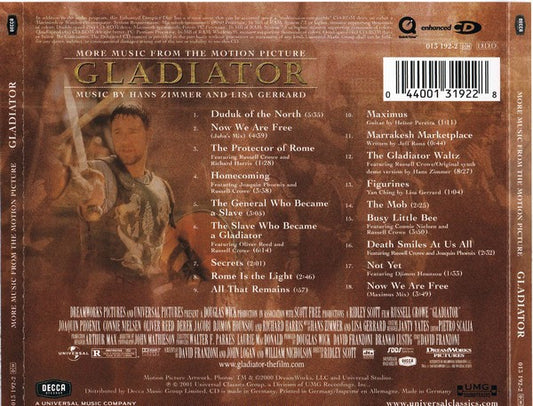 Hans Zimmer And Lisa Gerrard : Gladiator - More Music From The Motion Picture (CD, Album, Enh)