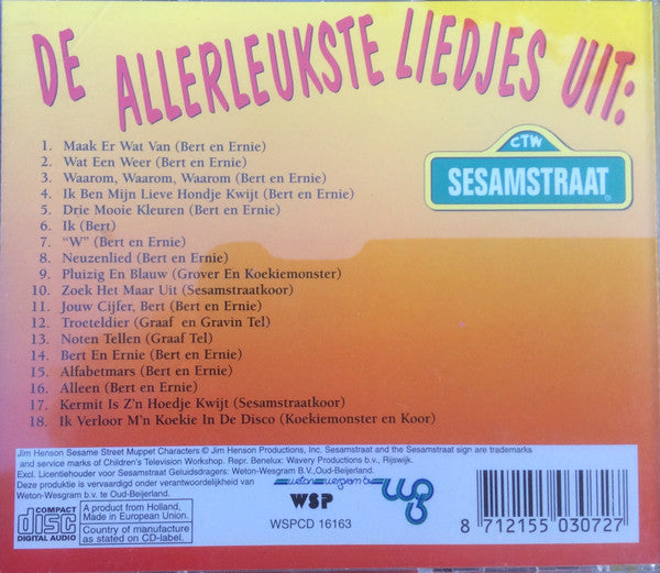 Sesamstraat : De Allerleukste Liedjes Uit: Sesamstraat (CD, Album)