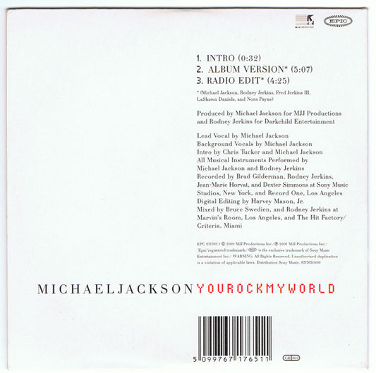 Michael Jackson : You Rock My World (CD, Single, Car)