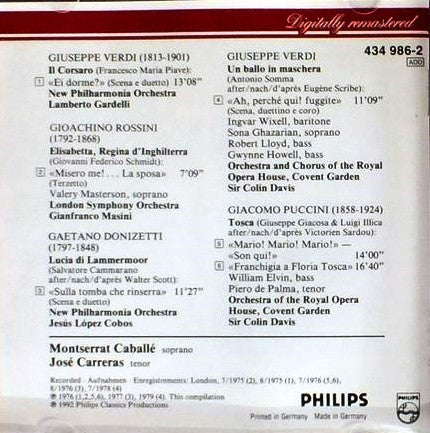 Montserrat Caballé & José Carreras : Duetti Amorosi (CD, Comp, RM)