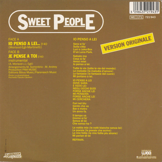 Sweet People : Io Penso A Lei... (7", Single)