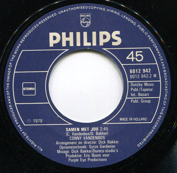 Conny Vandenbos : Kom Dichtbij (7", Single)