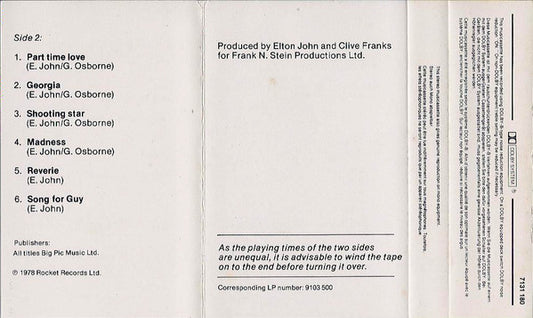 Elton John : A Single Man (Cass, Album)