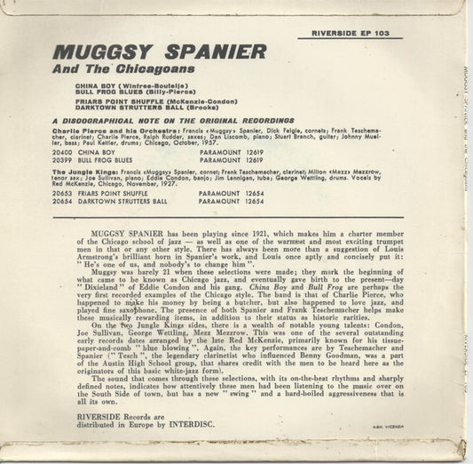 Muggsy Spanier And The Chicagoans (2) : Muggsy Spanier And The Chicagoans Vol. 1 (7", EP, Comp)
