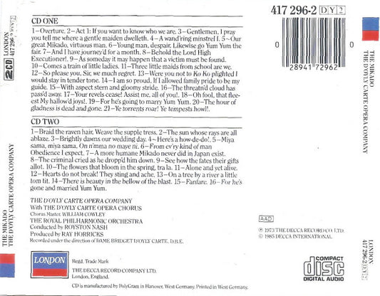 D'Oyly Carte Opera Company, Gilbert & Sullivan : The Mikado (2xCD, Album)
