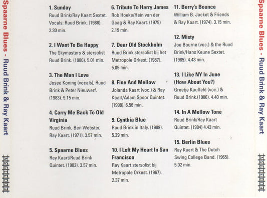 Ruud Brink, Ray Kaart : Spaarne Blues (CD, Comp)