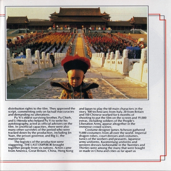 Ryuichi Sakamoto, David Byrne And Cong Su : The Last Emperor (CD, Album, RE)