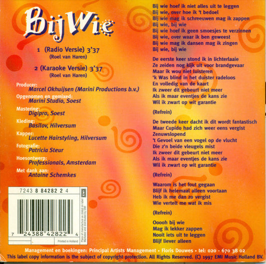Roel van Haren : Bij Wie (CD, Single, Car)