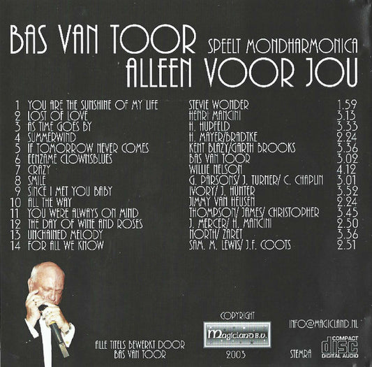 Bas van Toor : Bas Van Toor Speelt Mondharmonica Alleen Voor Jou (CDr, Album)