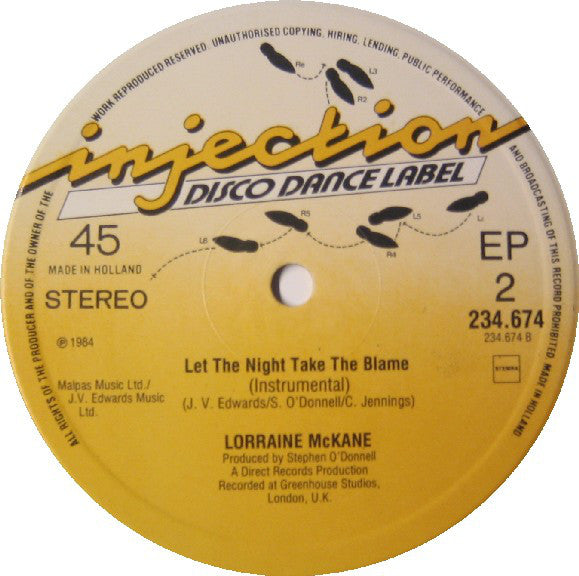 Lorraine McKane : Let The Night Take The Blame (12", EP, Maxi)