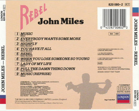John Miles : Rebel (CD, Album, RE)