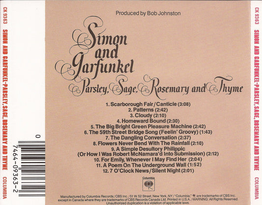 Simon & Garfunkel : Parsley, Sage, Rosemary And Thyme (CD, Album, RE, RP)