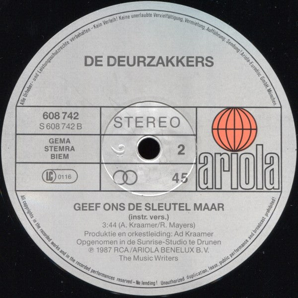 De Deurzakkers : Geef Ons De Sleutel Maar (Special Party-Mix) (12")