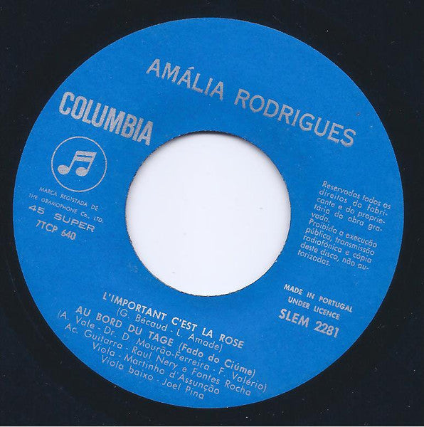 Amália Rodrigues : Inch' Allah (7", EP)