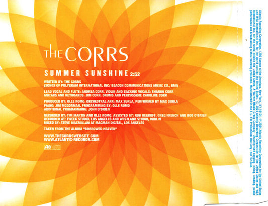 The Corrs : Summer Sunshine (CD, Single, Promo)