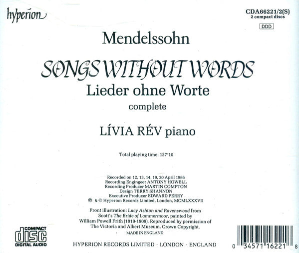 Felix Mendelssohn-Bartholdy - Livia Rev : Songs Without Words (2xCD)