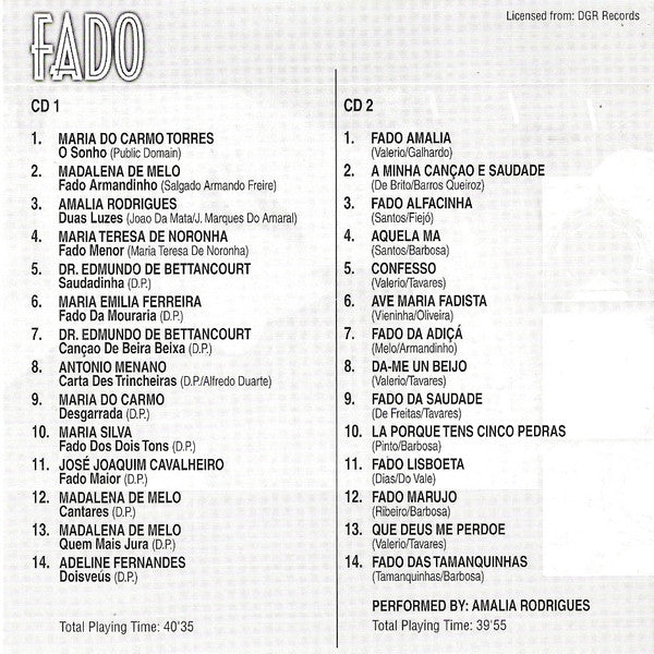Various : Fado - Folkmusic From Portugal (2xCD)