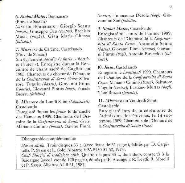 Various : Sardaigne - Polyphonies De La Semaine Sainte = Sardinia - Polyphony For Holy Week (CD, Album)