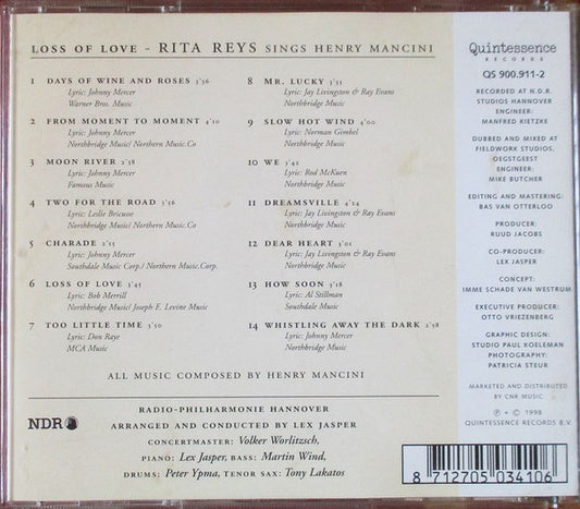 Rita Reys : Loss Of Love - Rita Reys Sings Henry Mancini (CD, Album)