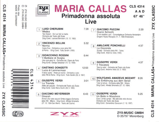 Maria Callas : Primadonna Assoluta Live (CD, Comp)