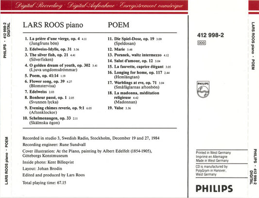 Lars Roos : Poem (CD, Album, RE)
