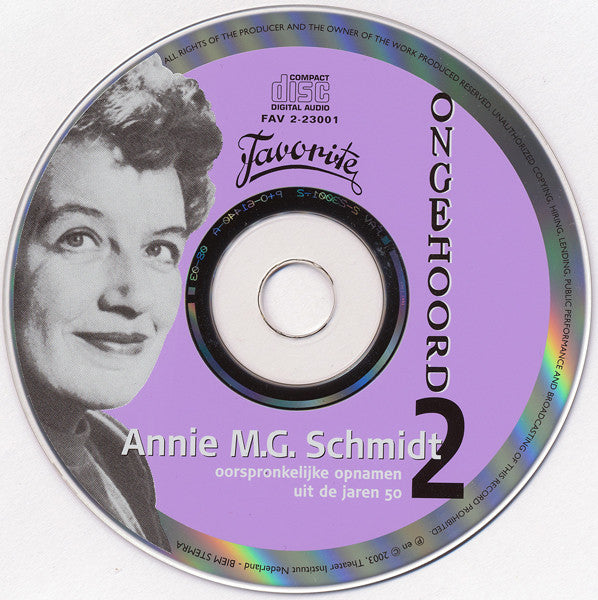 Annie M.G. Schmidt : Oorspronkelijke Opnamen Uit de Jaren 50 (2xCD, Album)