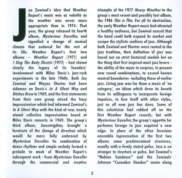 Weather Report : Mysterious Traveller (CD, Album, RE, RM)