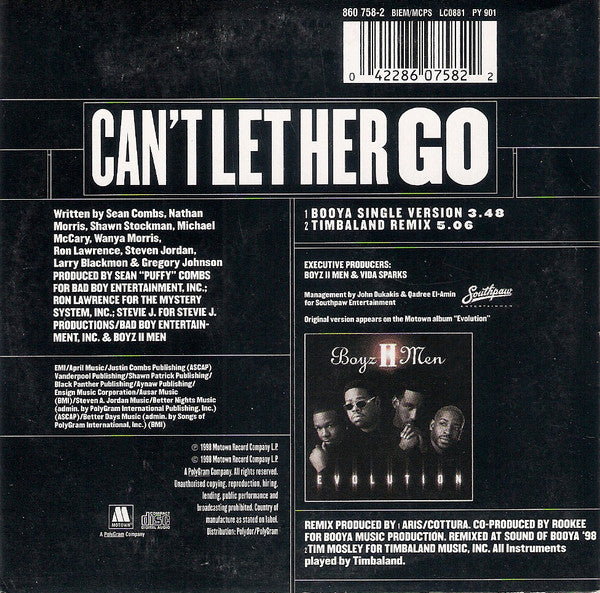 Boyz II Men : Can't Let Her Go (CD, Single, Car)