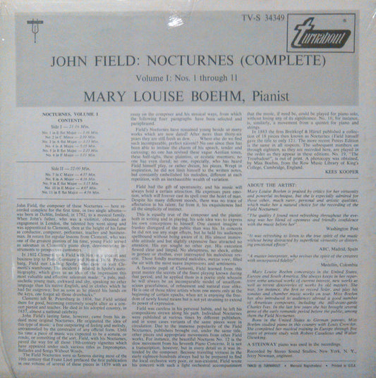John Field (2) : Mary Louise Boehm : Nocturnes Vol. 1 (Nos. 1-11) (LP, Album)