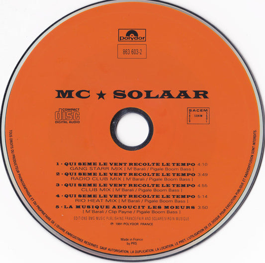 MC Solaar : Qui Sème Le Vent Récolte Le Tempo (CD, Maxi)