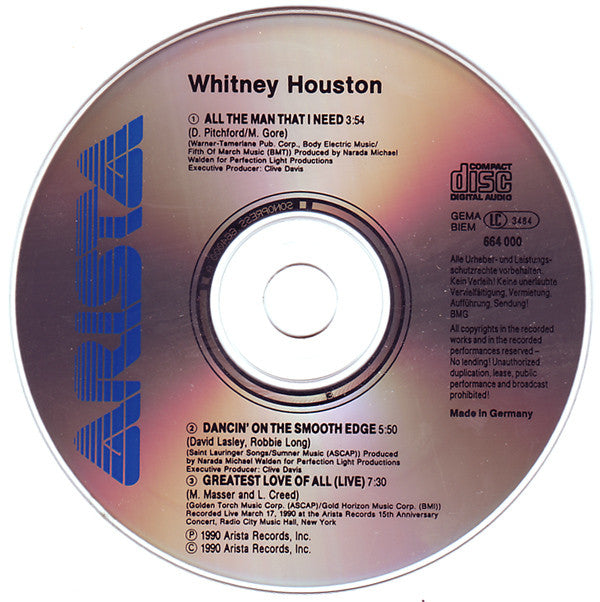 Whitney Houston : All The Man That I Need (CD, Maxi)