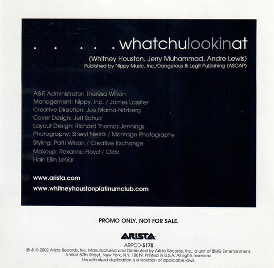 Whitney Houston : Whatchulookinat (CD, Single, Promo)