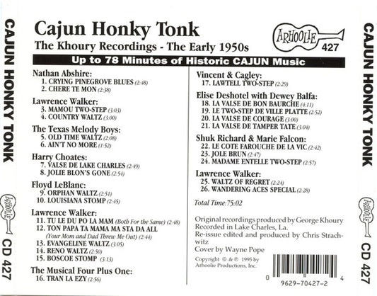 Various : Cajun Honky Tonk: The Khoury Recordings (CD, Comp)