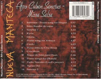 Nueva Manteca : Afro Cuban Sanctus (CD, Album)